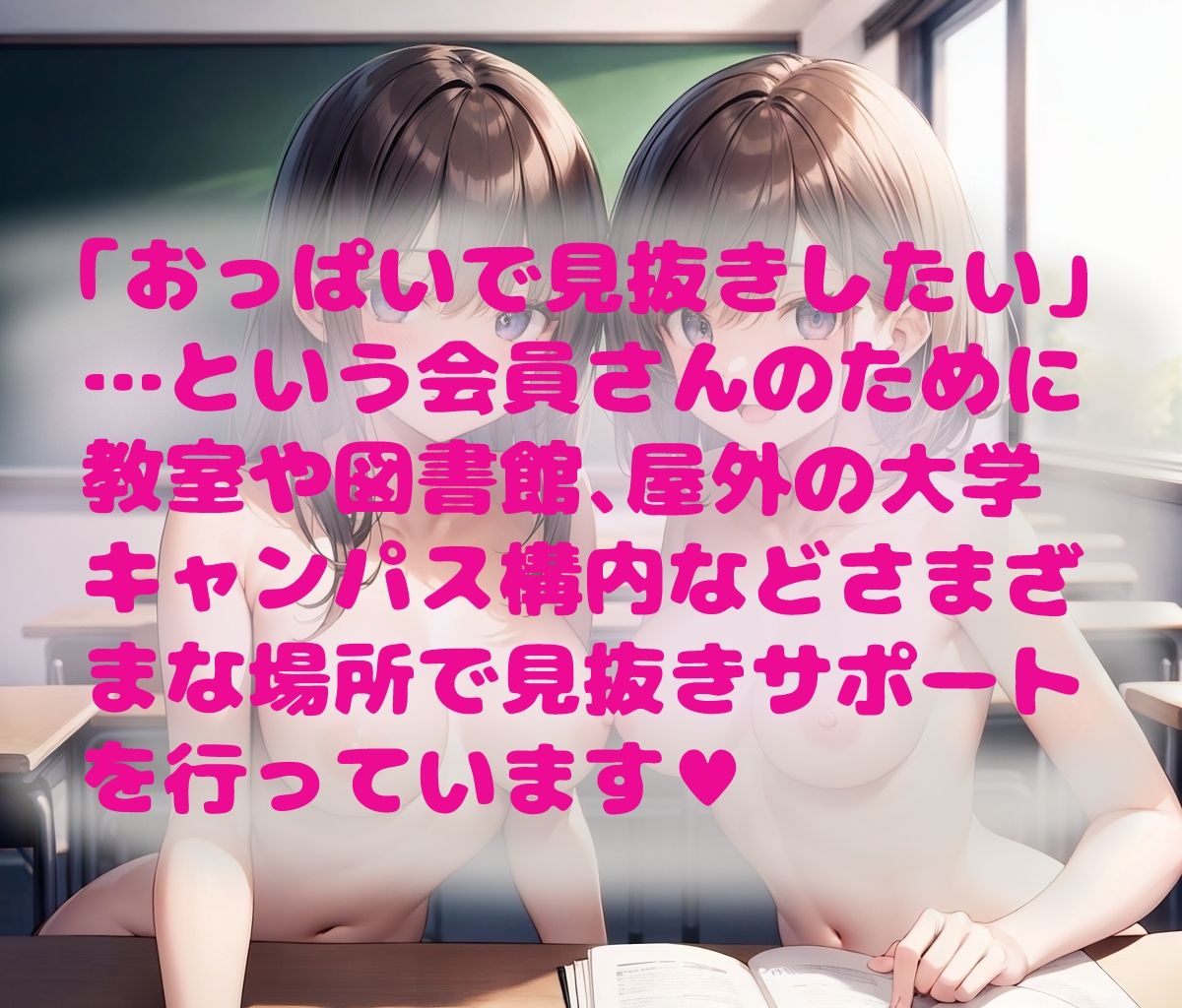 サンプル画像2:見抜きサポート部の女の子たち〜有志JDのオナニーライフ支援活動〜（AIイラスト作品）(CONV工房（こんぶ）) [d_292811]