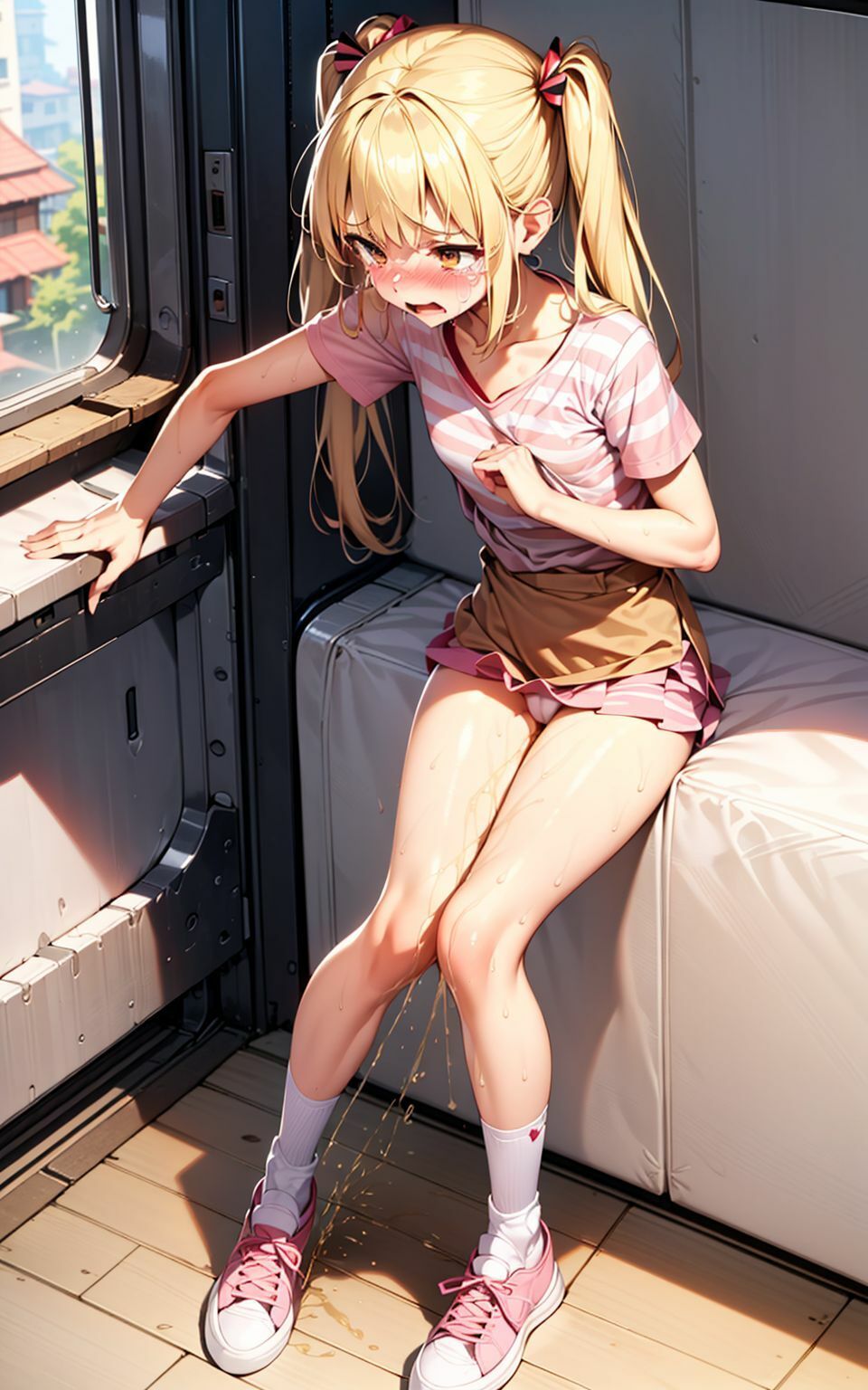 サンプル画像3:美少女が外でお漏らしして恥ずかしがっているイラスト集(kaimei) [d_292915]