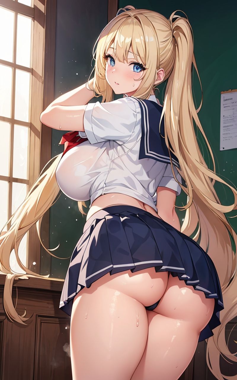 サンプル画像2:美少女 金髪ツインテ制服お尻(ソノトキロク) [d_293027]