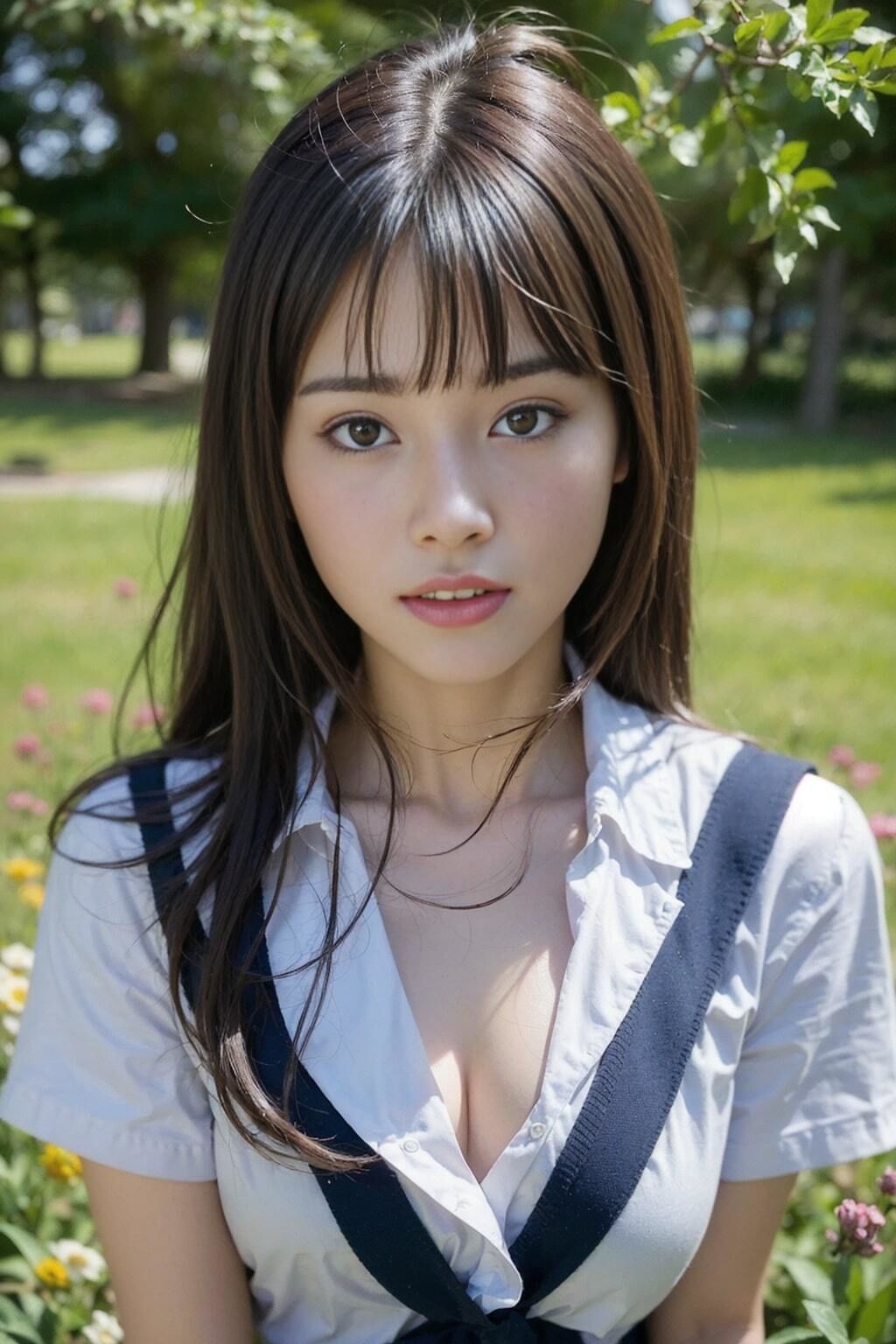 サンプル画像6:AI写真集 清楚白 SHIRO SEISO 制服(Premium Girls) [d_293030]