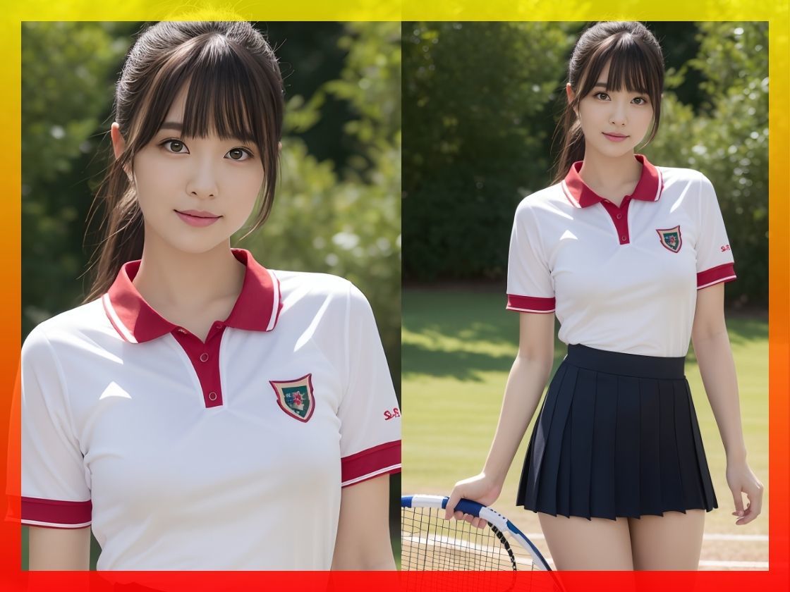 サンプル画像1:– 決して最後まで脱がない写真集 【テニスユニホーム編】 -(☆AIエロ画像クリエイター☆) [d_293119]