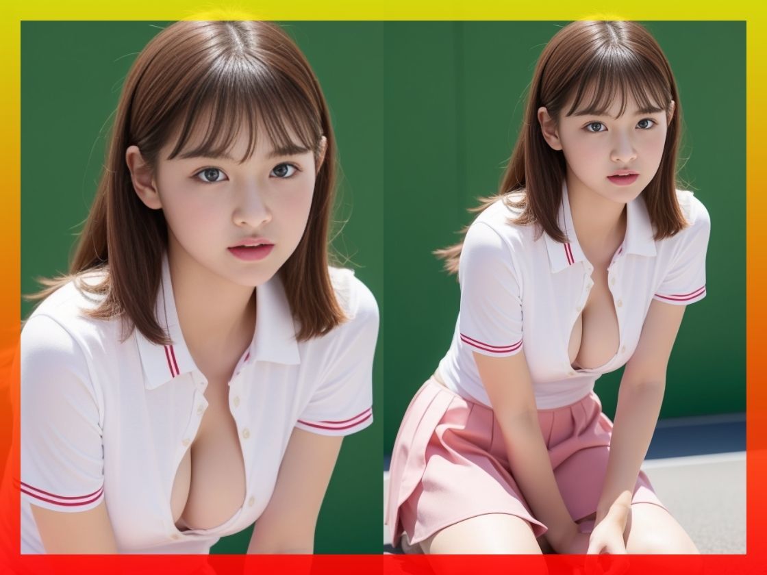 サンプル画像4:– 決して最後まで脱がない写真集 【テニスユニホーム編】 -(☆AIエロ画像クリエイター☆) [d_293119]