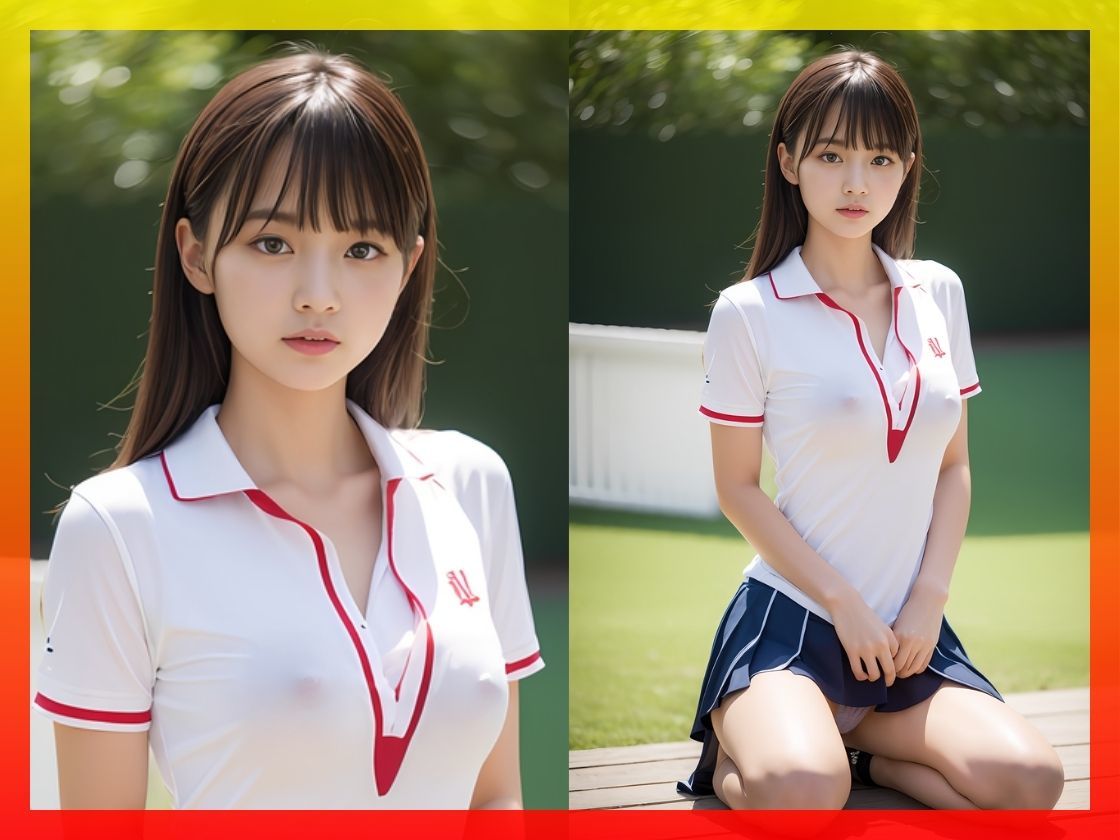 サンプル画像5:– 決して最後まで脱がない写真集 【テニスユニホーム編】 -(☆AIエロ画像クリエイター☆) [d_293119]
