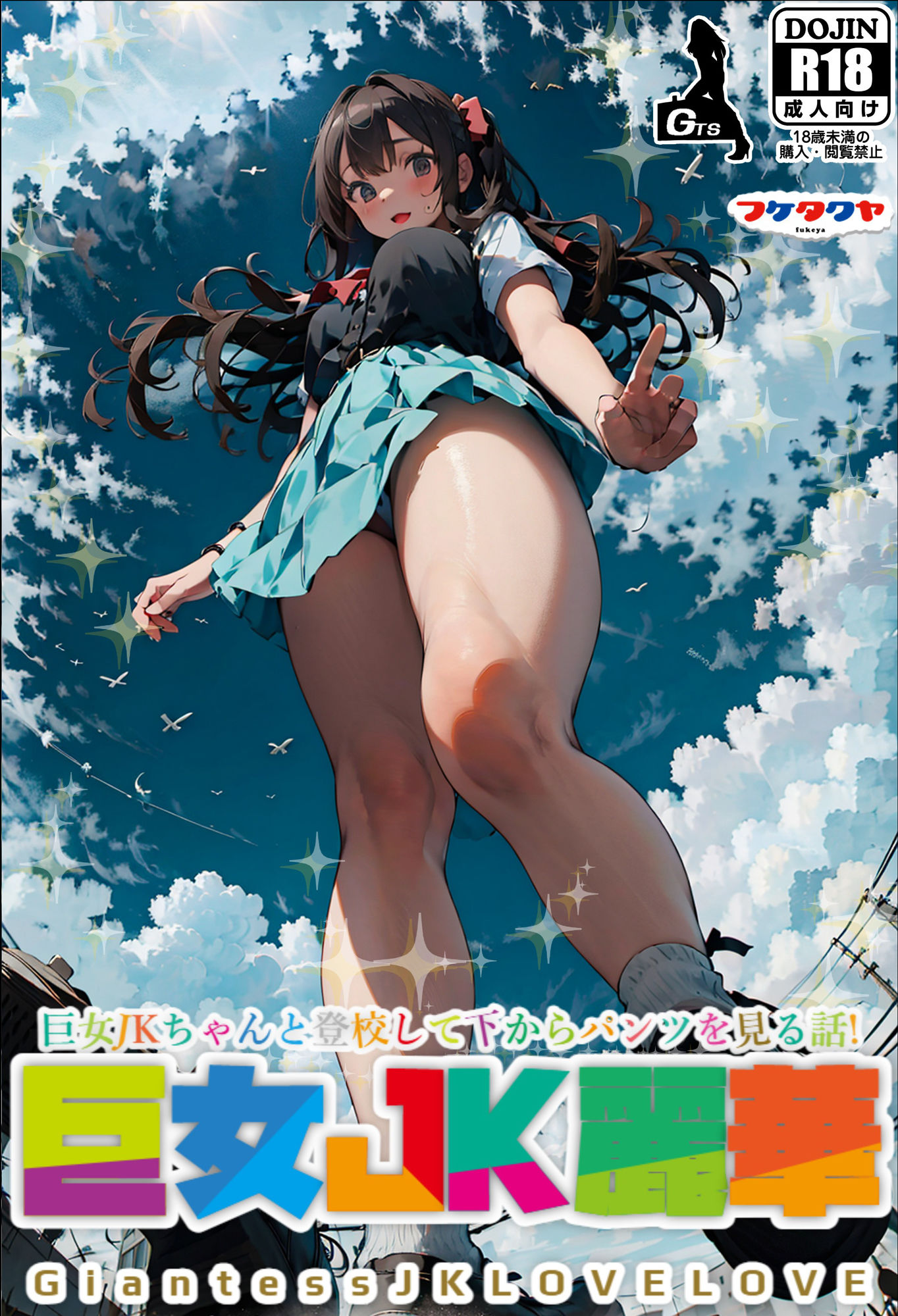 サンプル画像1:巨女JK麗華〜巨女JKちゃんと登校して下からパンツを見る話〜(ふけや) [d_293510]