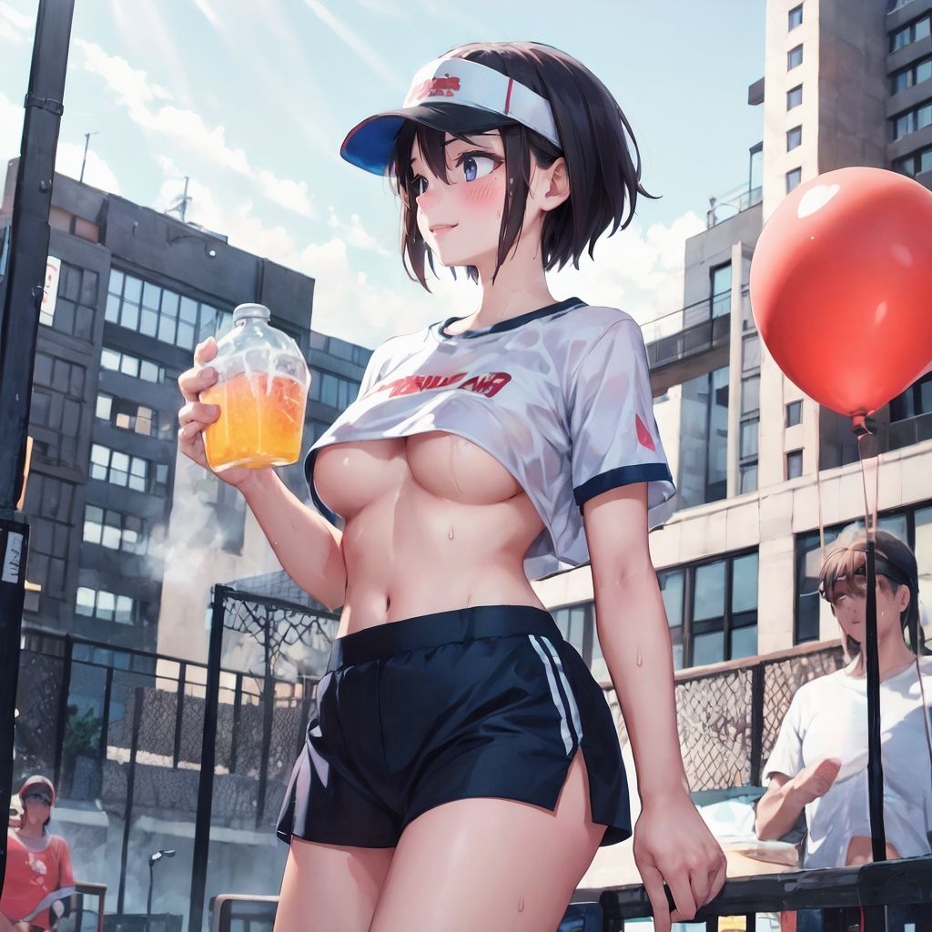 サンプル画像1:夏のPR活動(かわうそ団地) [d_293888]