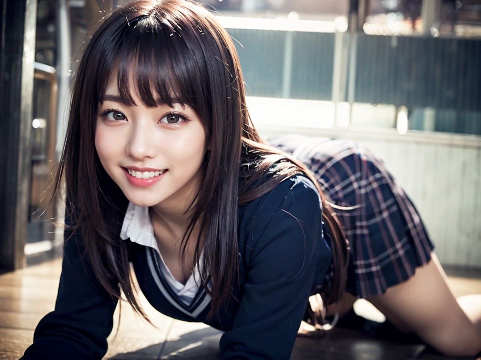 サンプル画像2:学生服の彼女(笑顔の彼女@SmileGirls) [d_293974]