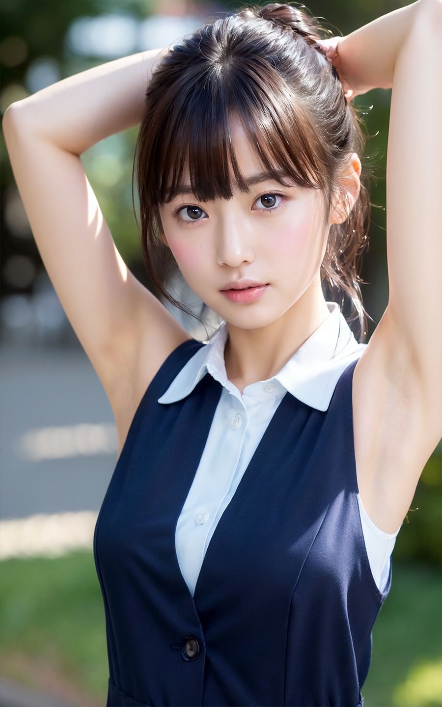 サンプル画像5:超高画質な美女・美少女の脇（ワキ）脱ぐよりエロい腋フェチ着エロ【AI美女グラビア写真集】(愛の女神) [d_294006]