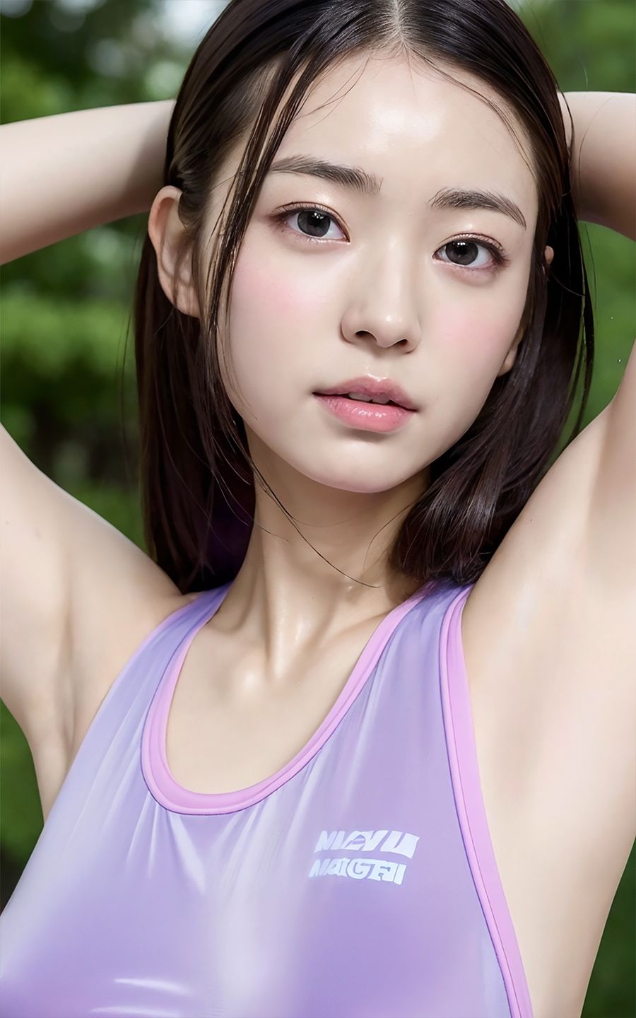 サンプル画像1:超高画質な美女・美少女の脇（ワキ）脱ぐよりエロい腋フェチ着エロ・チアガール・チアリーダー・猫耳美少女・マスク美女【AI美女グラビア写真集】(愛の女神) [d_294017]