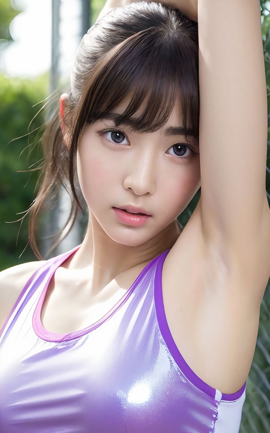 サンプル画像6:超高画質な美女・美少女の脇（ワキ）脱ぐよりエロい腋フェチ着エロ・チアガール・チアリーダー・猫耳美少女・マスク美女【AI美女グラビア写真集】(愛の女神) [d_294017]