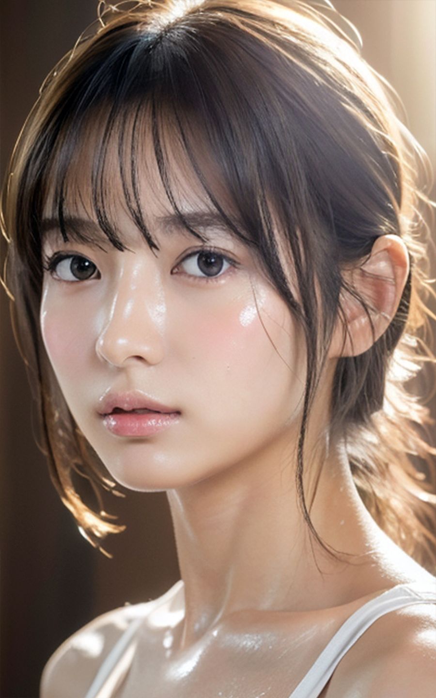 サンプル画像5:思わずぶっかけたくなる超高画質な顔ヌキ専用ツルテカ発光美肌【AI美女グラビア写真集】(愛の女神) [d_294041]