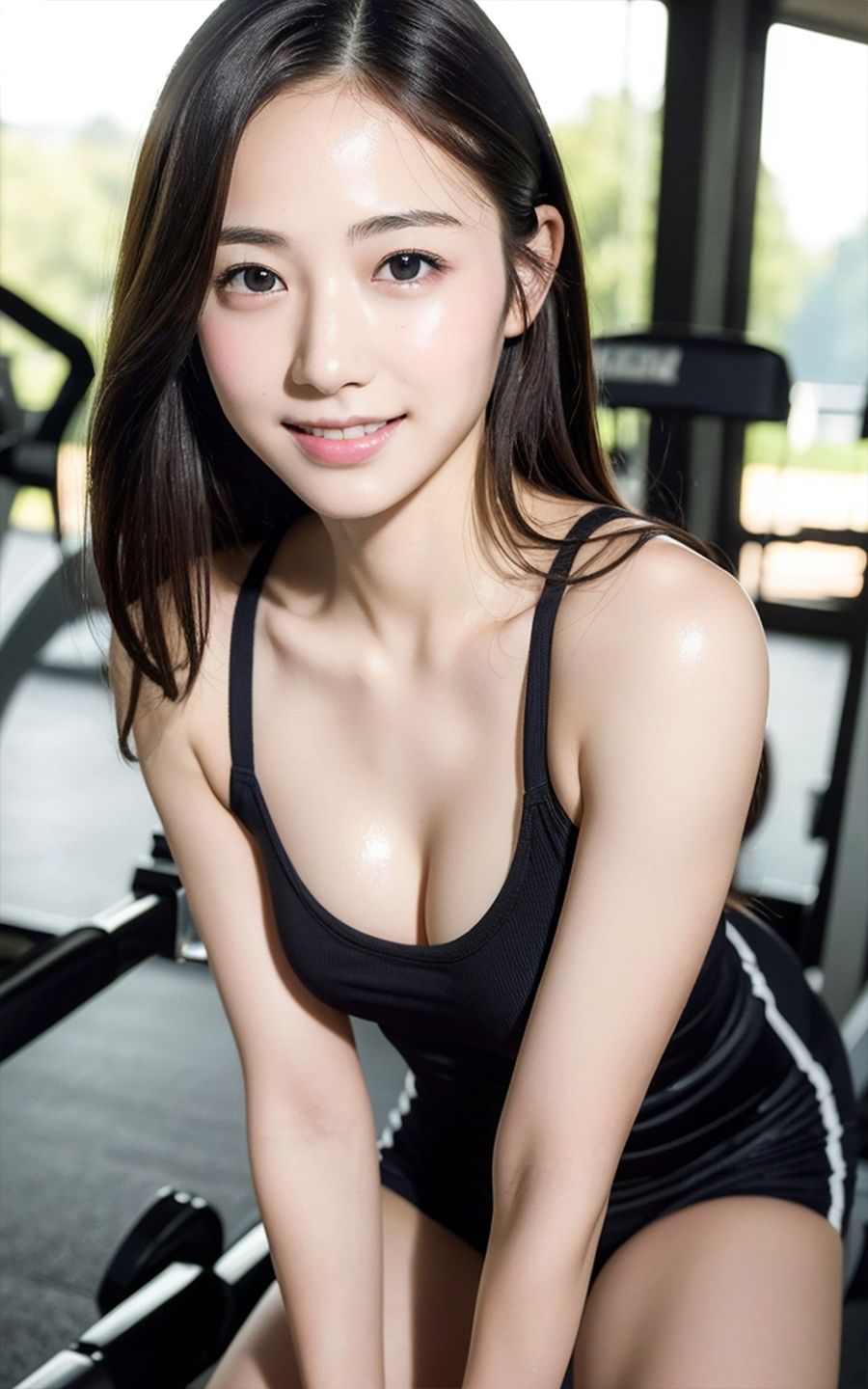 サンプル画像1:超高画質！ジムにいる着エロ美女をずっと見てたらひどく睨まれた【AIグラビア写真集】(愛の女神) [d_294047]