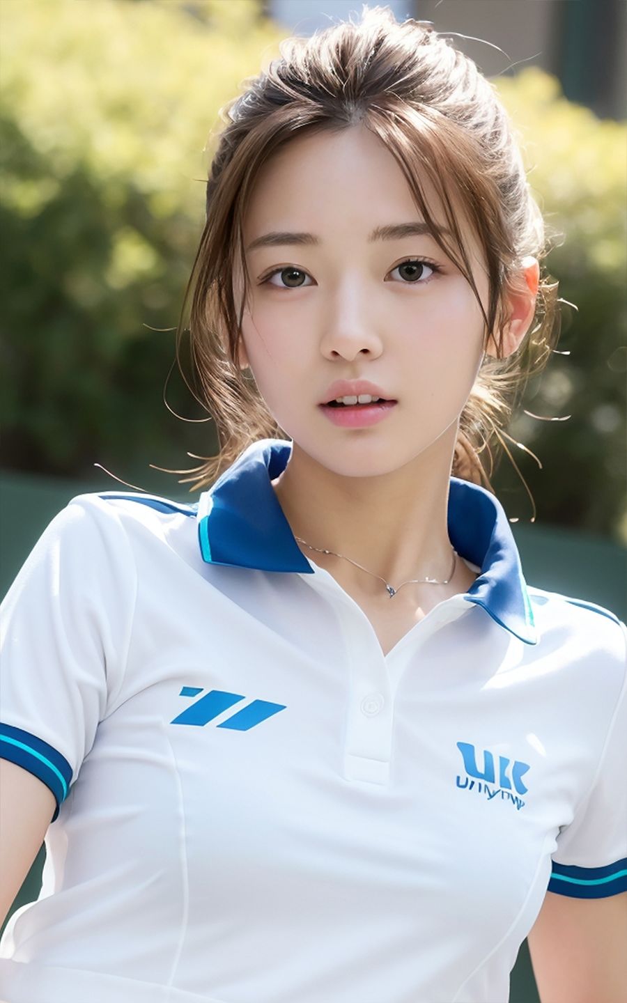 サンプル画像1:超高画質なコスプレ着エロ！テニス部員・ナース・メイド【AI美女・美少女グラビア写真集】(愛の女神) [d_294054]