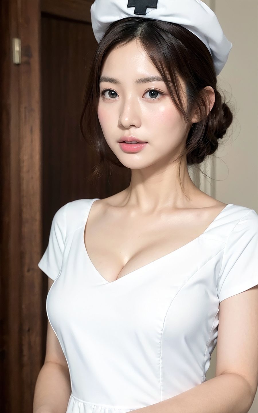 サンプル画像4:超高画質なコスプレ着エロ！テニス部員・ナース・メイド【AI美女・美少女グラビア写真集】(愛の女神) [d_294054]