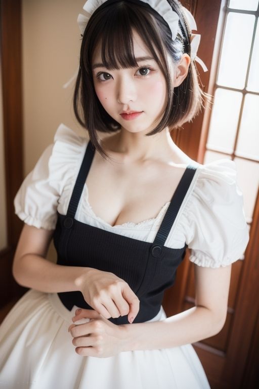 サンプル画像3:メイドの誘惑: 和の魅惑と優雅さ(美人@AIグラビア) [d_294103]