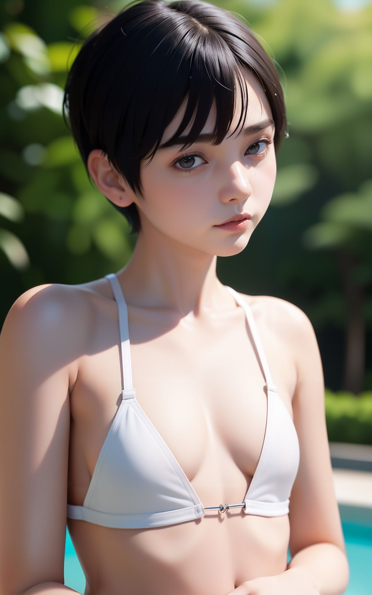 [同人]「ショートカットボーイッシュ女子はおっぱいが〇さい AI生成ヌードグラビアCG集」(6TRAINER)