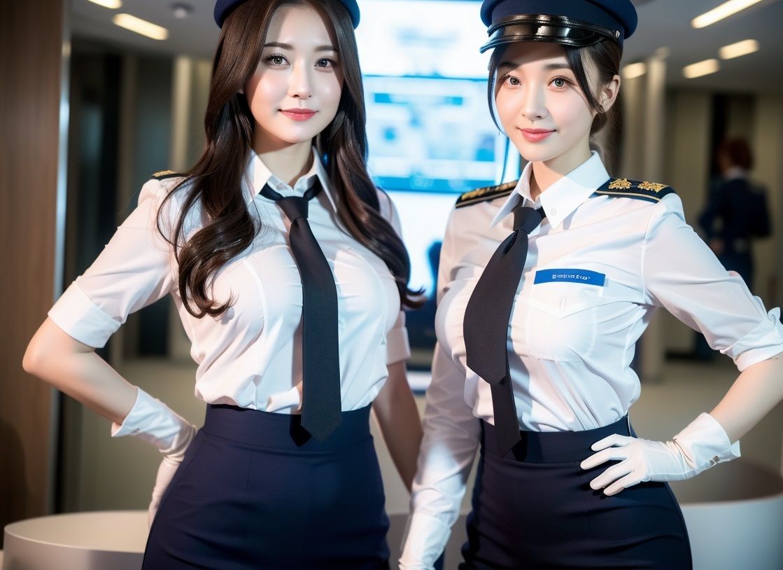 サンプル画像3:恥じらいながらも濡れてしまった黒パンスト美脚CA 大手航空会社勤務の巨乳キャビンアテンダントさん痴女心が芽生えた仲良し客室乗務員がヌキまくる！(あんずとすもも) [d_294872]