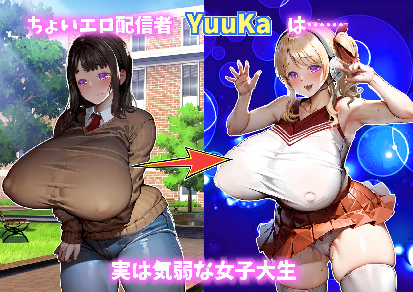 サンプル画像1:巨乳が売りのちょいエロ配信者、先輩の巨根に堕ちる(艦長法度) [d_294891]