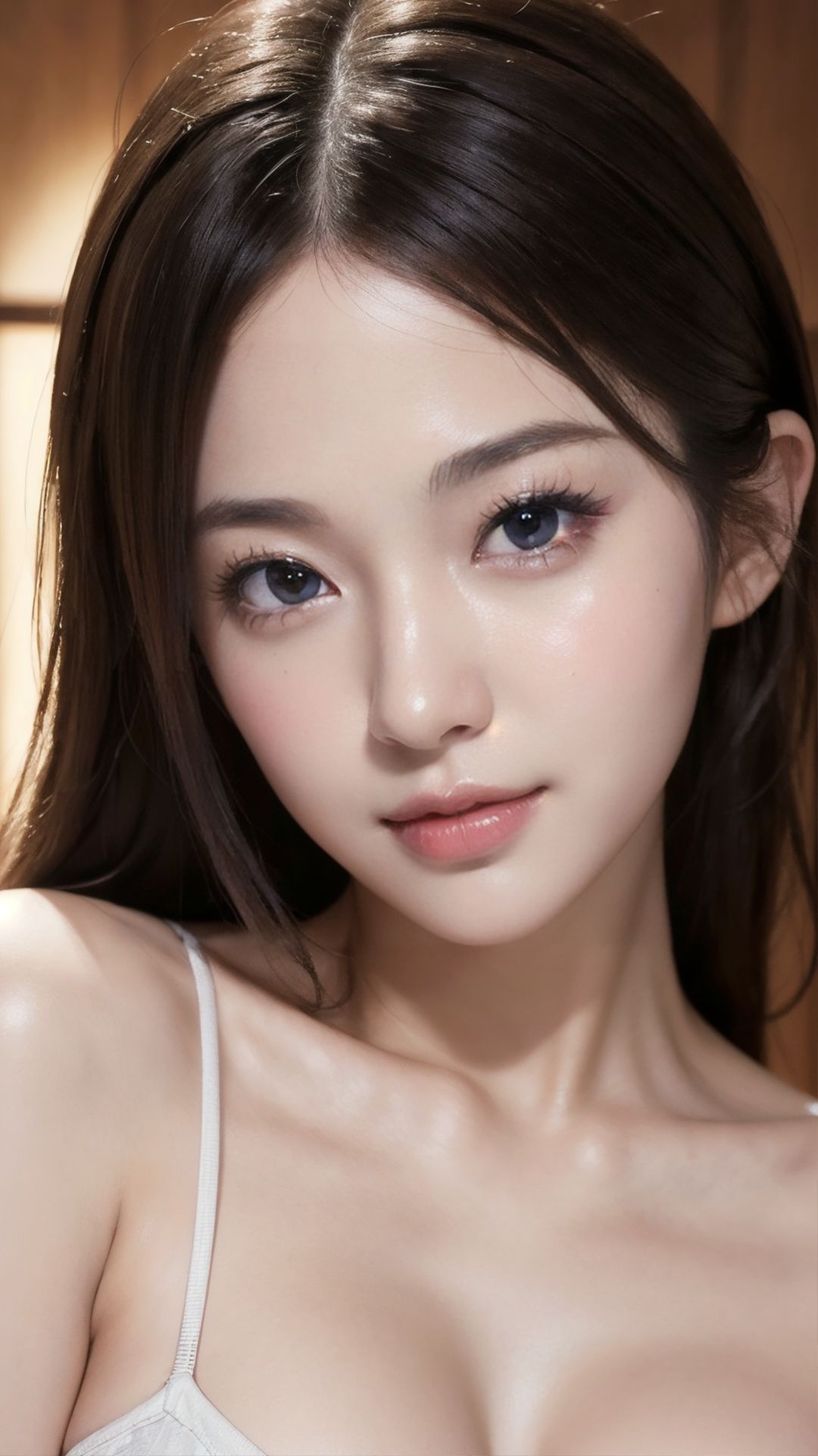 サンプル画像2:山小屋彼女・パジャマ着エロ・美肌トップレス・ロッジにて【AI美女・美少女グラビア写真集】(愛の女神) [d_294959]