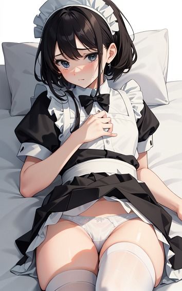 サンプル画像2:【黒髪メイドのパンチラ】美少女イラスト集【73枚】(AIメイドラボ) [d_294960]