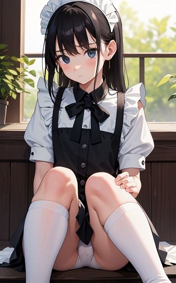 サンプル画像3:【黒髪メイドのパンチラ】美少女イラスト集【73枚】(AIメイドラボ) [d_294960]