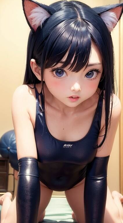 サンプル画像1:ねこ耳スクール水着【AI生成】(AI美女集) [d_295032]