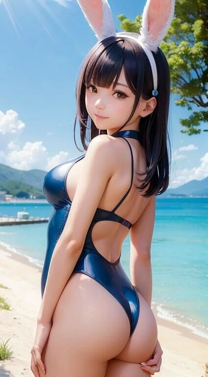 サンプル画像5:うさ耳スクール水着1【AI生成】(AI美女集) [d_295036]