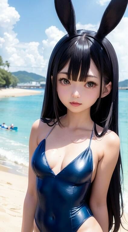 うさ耳スクール水着1【AI生成】