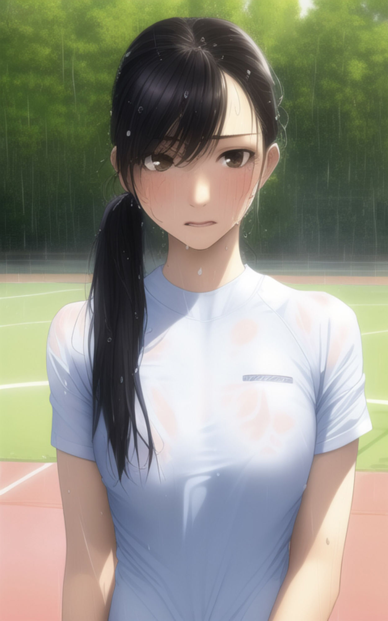 サンプル画像1:巨乳で清楚な女子校生がびしょ濡れになりながら部活で汗をかいちゃう写真集(やなせ) [d_295665]