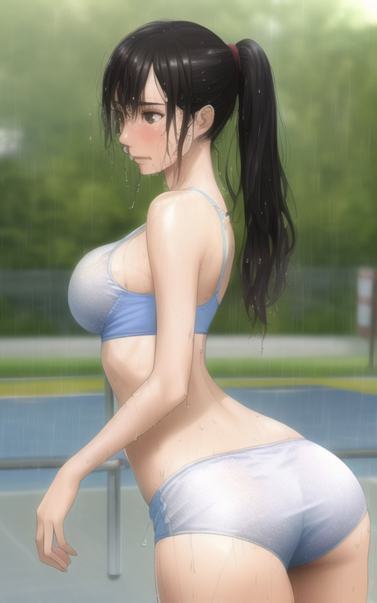 サンプル画像4:巨乳で清楚な女子校生がびしょ濡れになりながら部活で汗をかいちゃう写真集(やなせ) [d_295665]