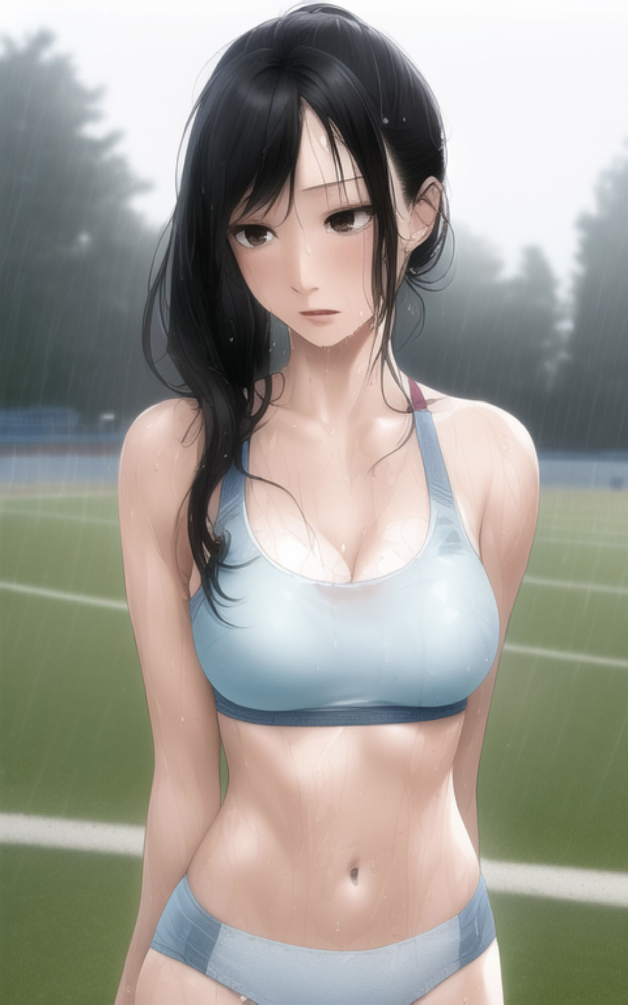 サンプル画像5:巨乳で清楚な女子校生がびしょ濡れになりながら部活で汗をかいちゃう写真集(やなせ) [d_295665]