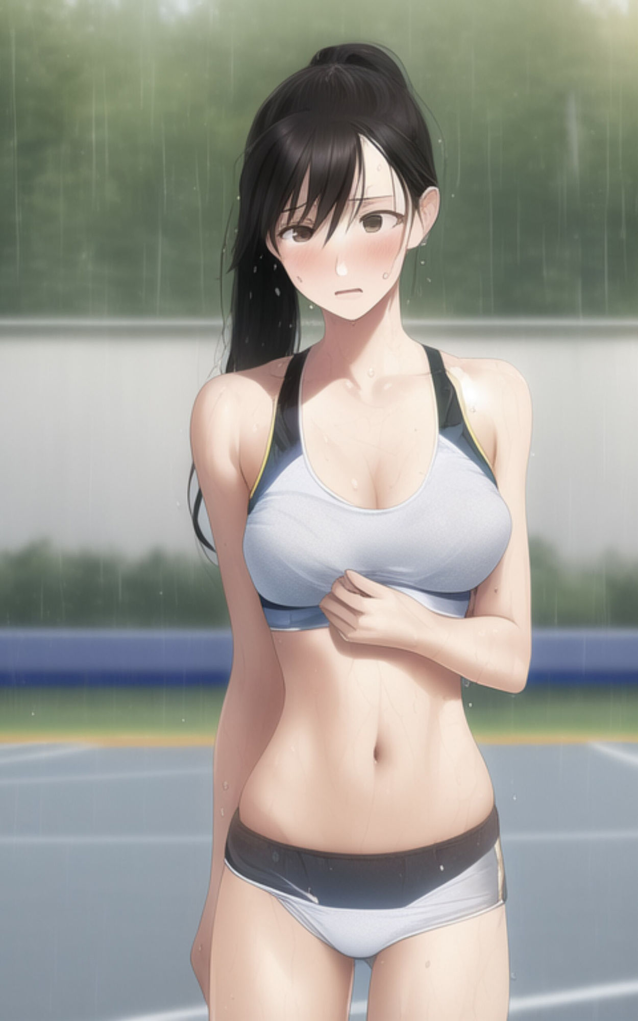 サンプル画像6:巨乳で清楚な女子校生がびしょ濡れになりながら部活で汗をかいちゃう写真集(やなせ) [d_295665]