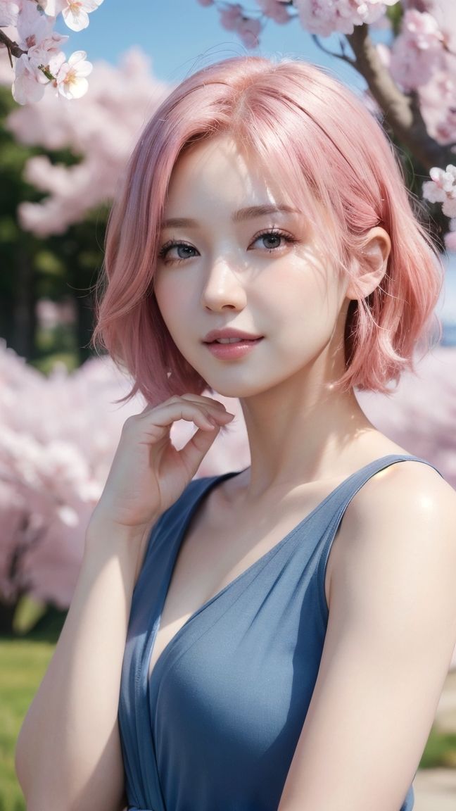 サンプル画像3:ピンクヘアーな彼女（温泉バージョン）AI美女・美少女グラビア写真集(愛の女神) [d_295684]