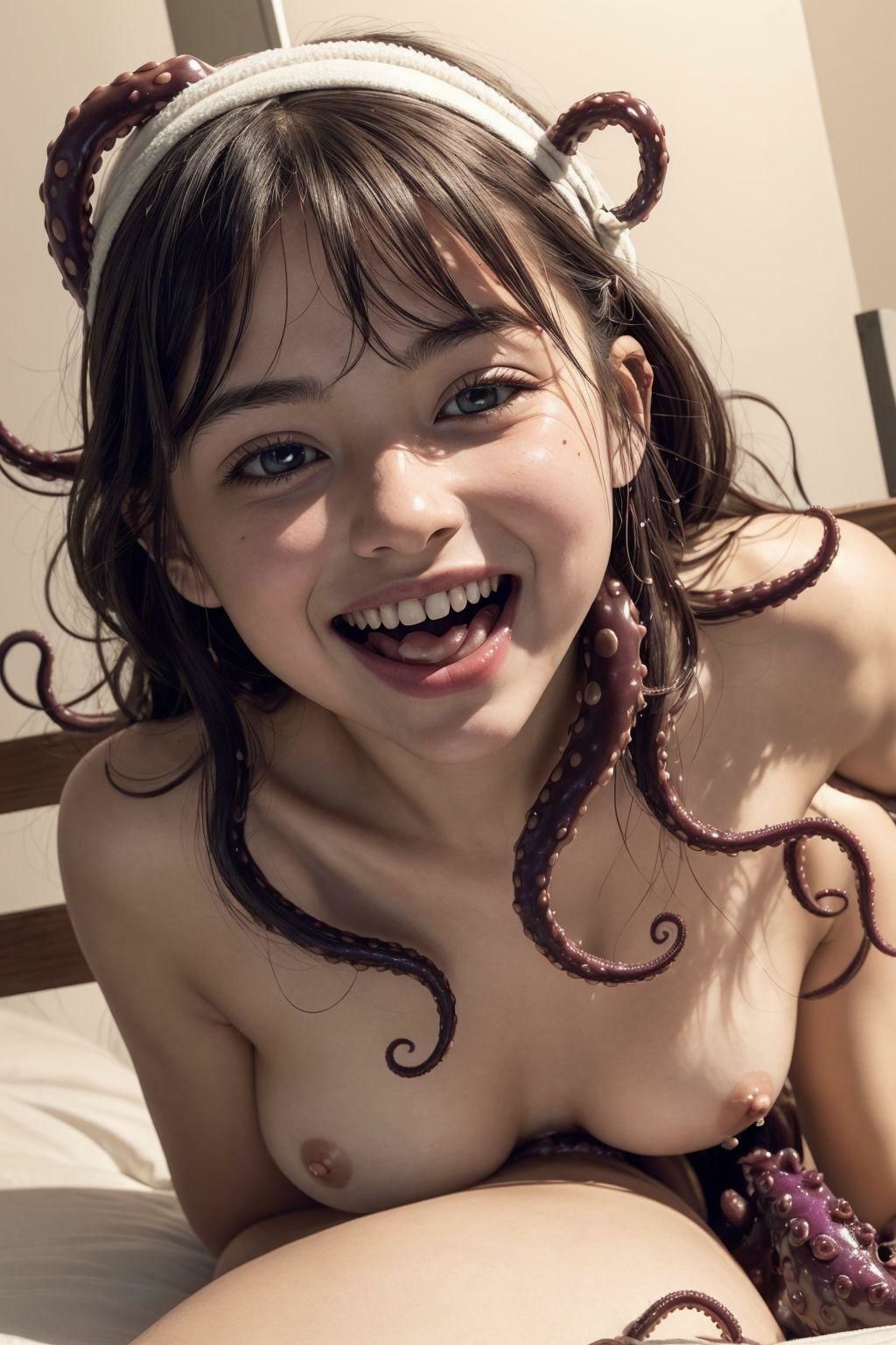 サンプル画像4:触手に無理やり孕まされた少女たち〜笑顔編〜(いちじくの野) [d_295693]