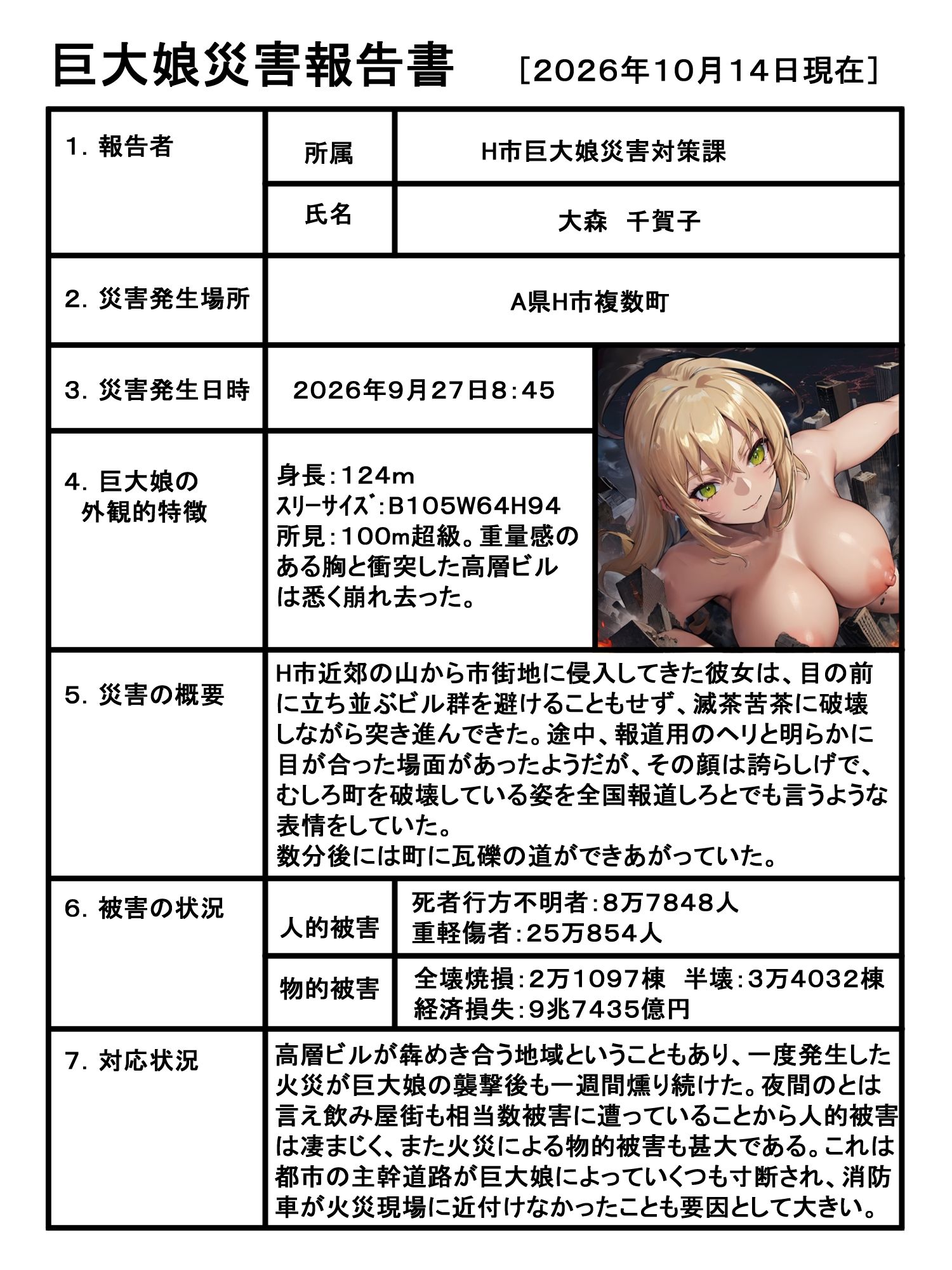 サンプル画像4:災害報告書付き！巨大娘都市蹂躙コレクション！part1(Kaiju Paradise) [d_296002]