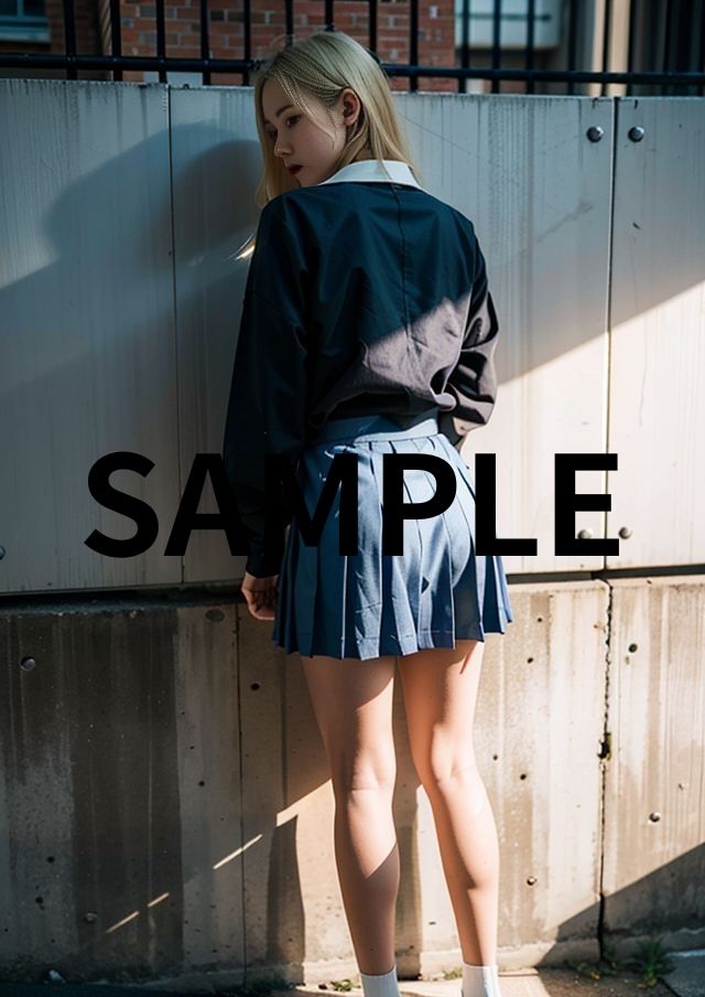 サンプル画像2:路地裏の金髪女子校生！ハミ尻や膝裏(彩風  咲) [d_296024]