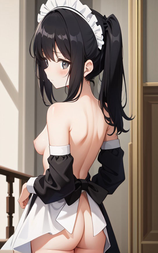 サンプル画像1:【黒髪メイド 〜ヌード編〜】美少女イラスト集【86枚】(AIメイドラボ) [d_296336]