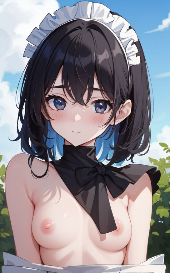 サンプル画像2:【黒髪メイド 〜ヌード編〜】美少女イラスト集【86枚】(AIメイドラボ) [d_296336]