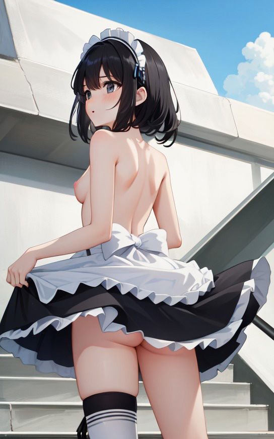 サンプル画像4:【黒髪メイド 〜ヌード編〜】美少女イラスト集【86枚】(AIメイドラボ) [d_296336]