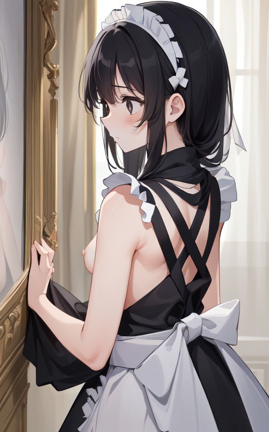 サンプル画像5:【黒髪メイド 〜ヌード編〜】美少女イラスト集【86枚】(AIメイドラボ) [d_296336]