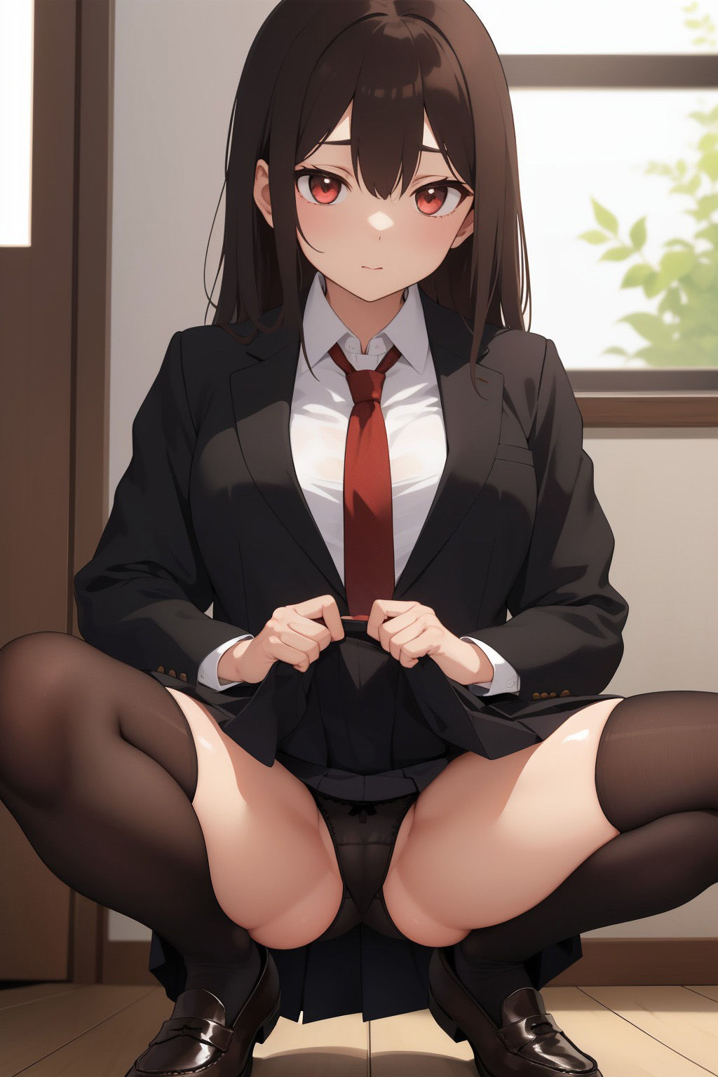 サンプル画像1:黒髪JKのしゃがみパンチラコレクション(フェチBOX) [d_296339]