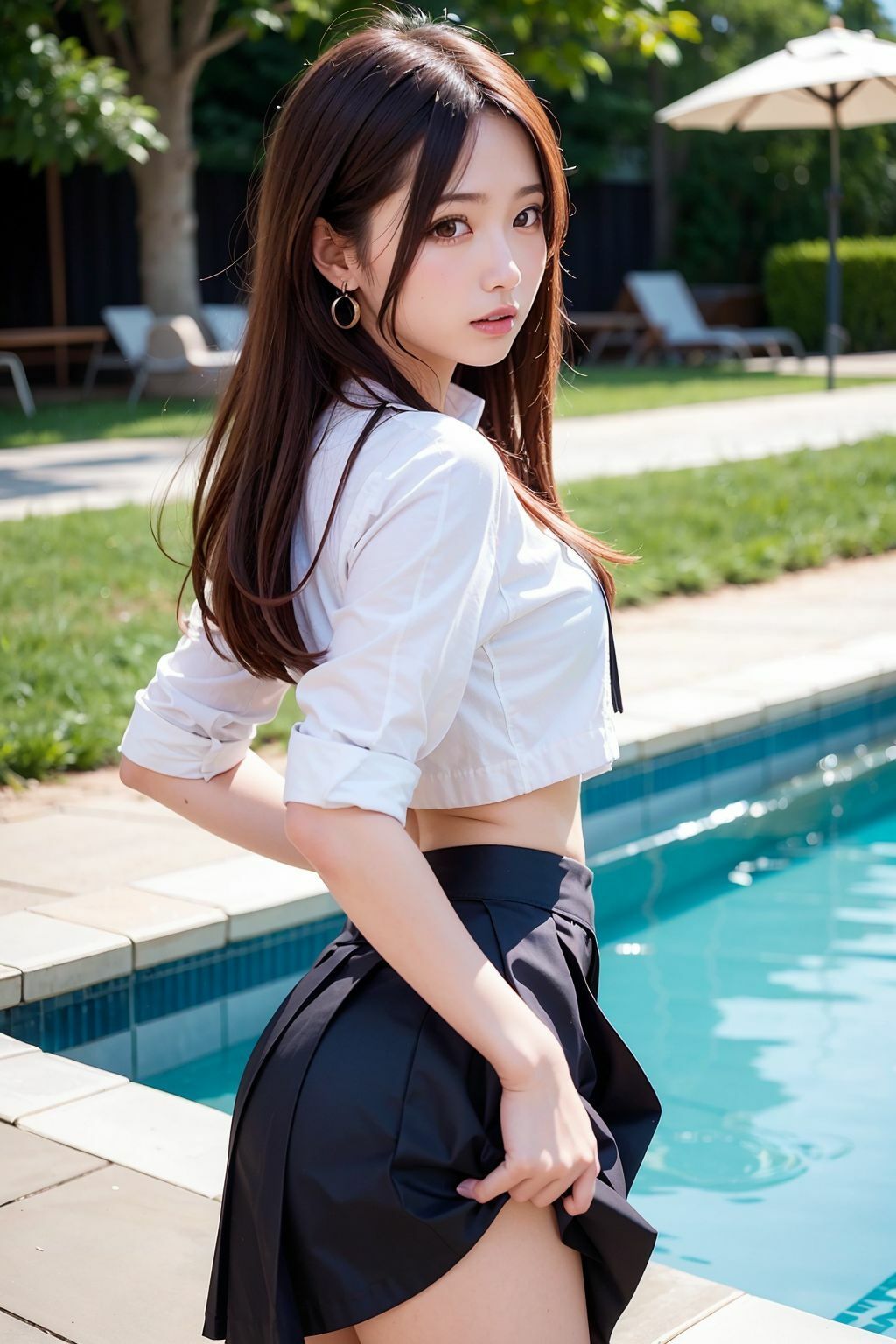 サンプル画像3:転校したらハーレムだった〜JKだらけの学園生活〜【AIグラビアCG集Vol.05】(こらぼ) [d_296745]