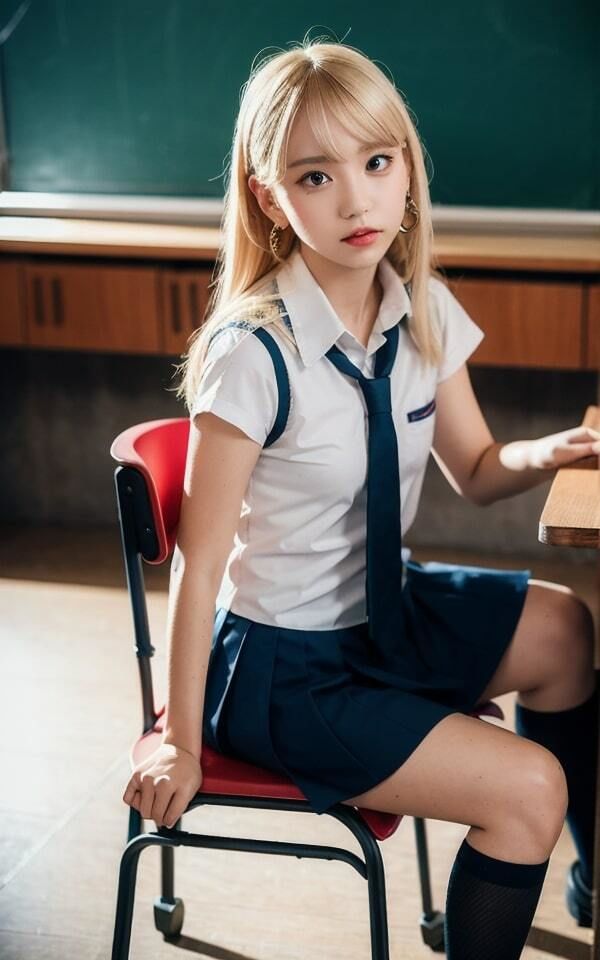 サンプル画像3:生意気な金髪制服女子のパンツの中(＋Be) [d_296867]