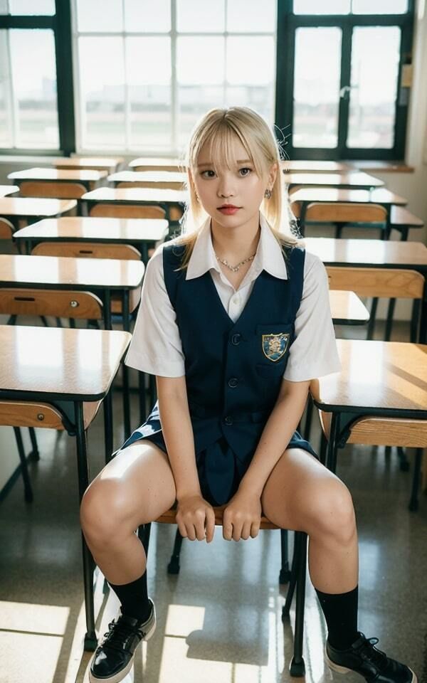 サンプル画像4:生意気な金髪制服女子のパンツの中(＋Be) [d_296867]