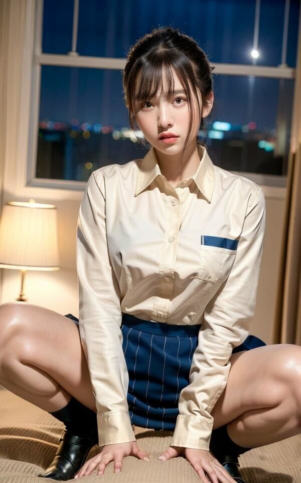 サンプル画像1:女子校生の騎乗位 初めてのゴム無しSEX(PornAI) [d_296904]