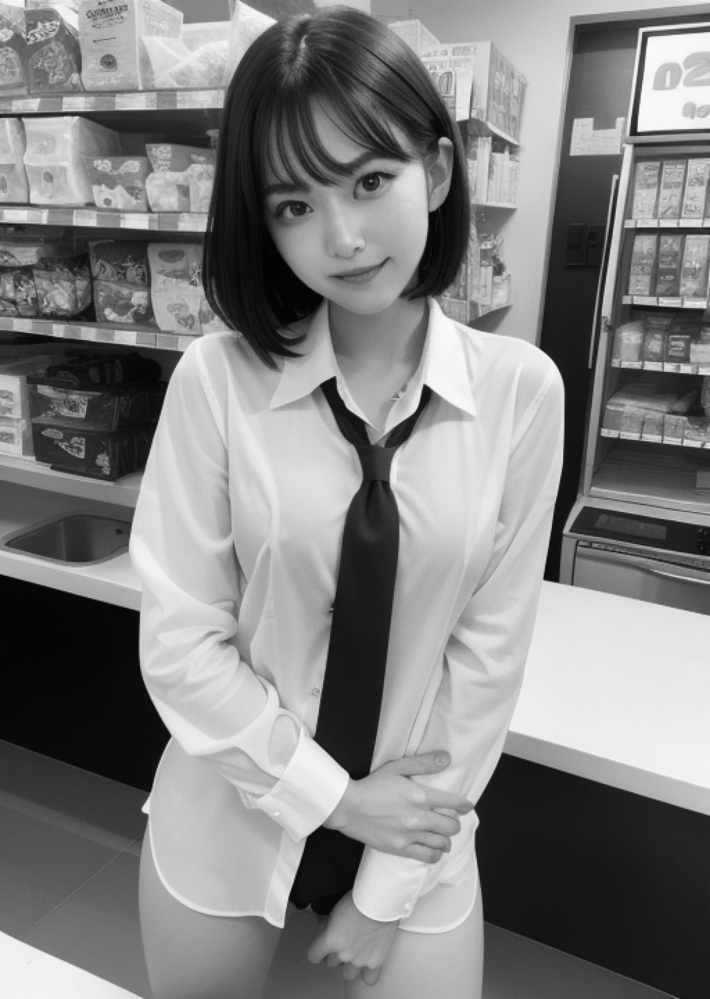 サンプル画像3:コンビニ店長の僕。バイトの黒髪＆金髪JKをいいなりペットにしてみた。(店長の裏の顔) [d_296962]