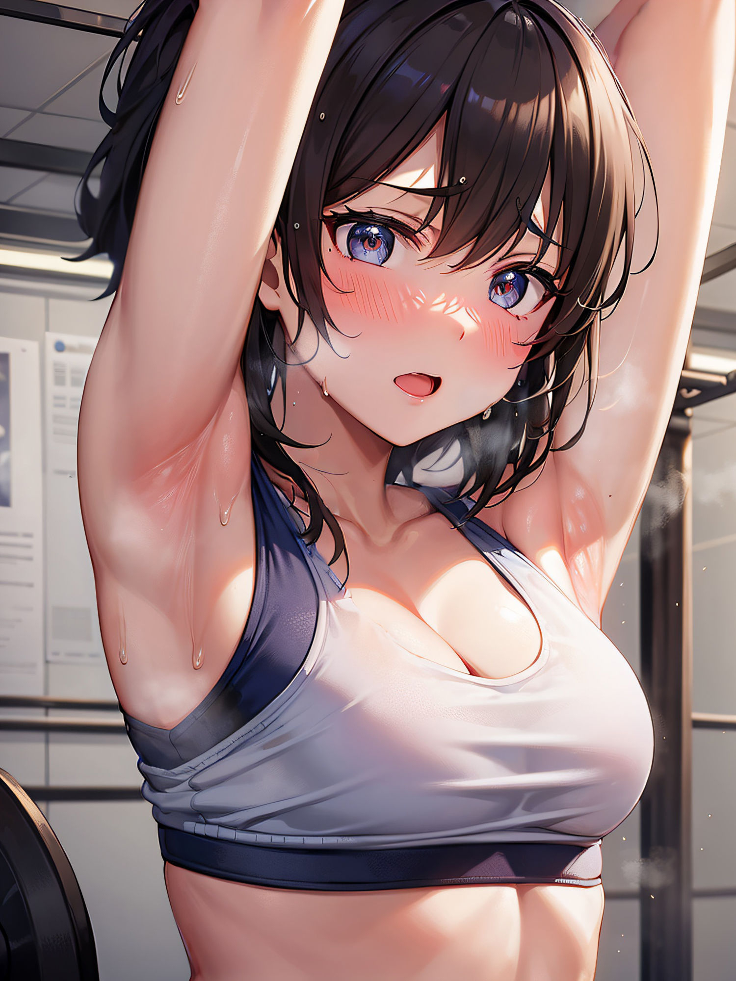 サンプル画像1:ジムで汗だくの腋を見せてとお願いしたら恥ずかしがりながら見せてくれました(senninn) [d_297018]