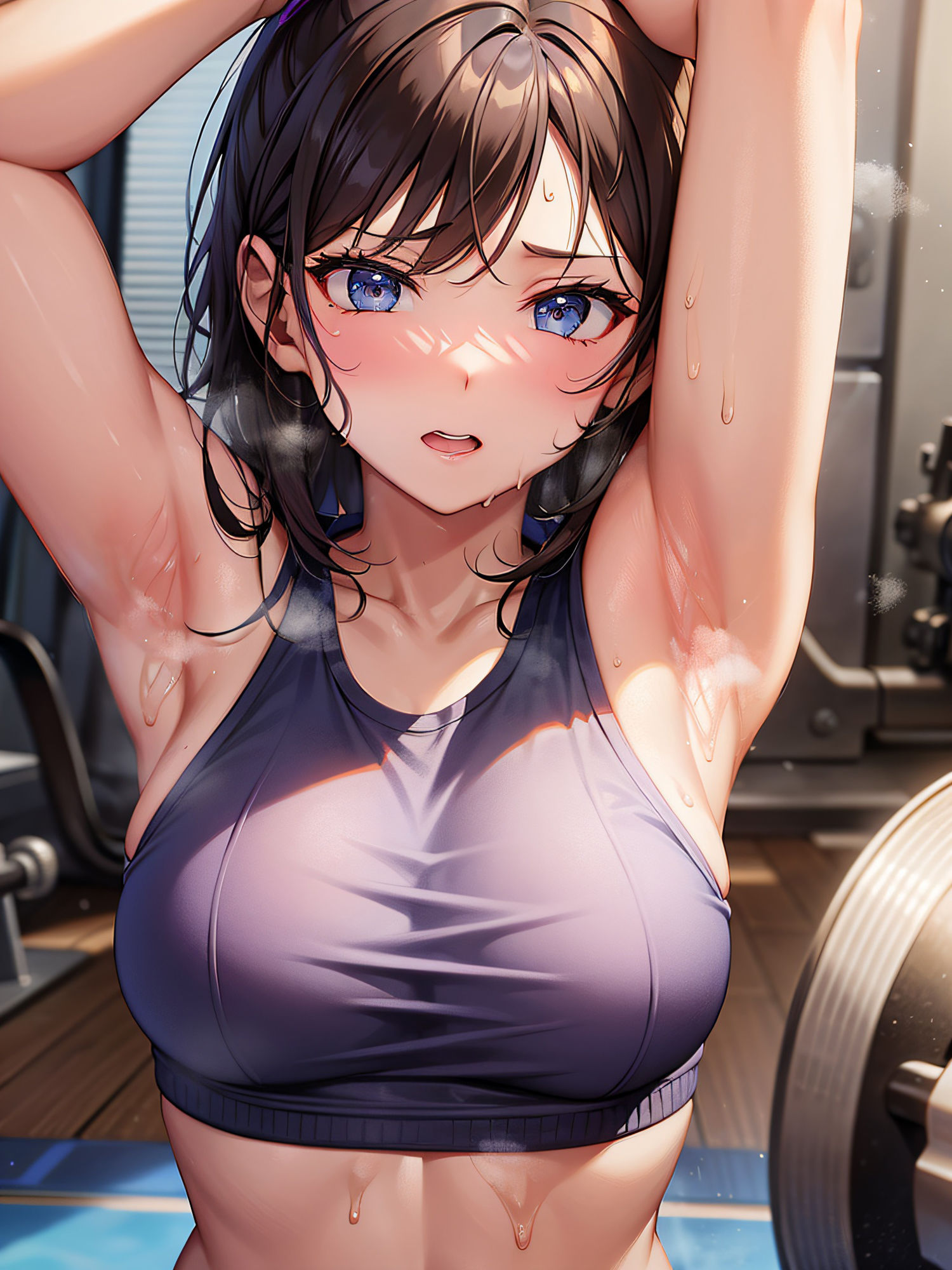 サンプル画像2:ジムで汗だくの腋を見せてとお願いしたら恥ずかしがりながら見せてくれました(senninn) [d_297018]