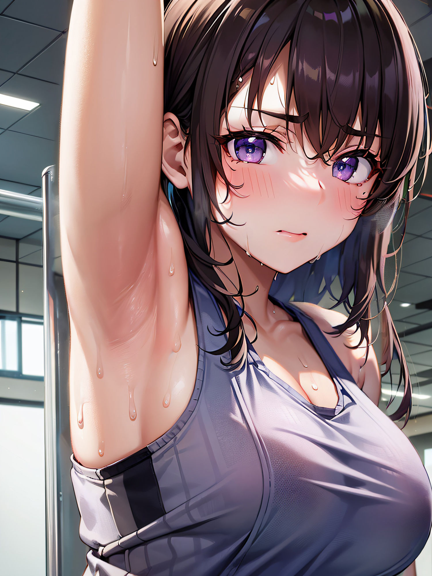 サンプル画像5:ジムで汗だくの腋を見せてとお願いしたら恥ずかしがりながら見せてくれました(senninn) [d_297018]