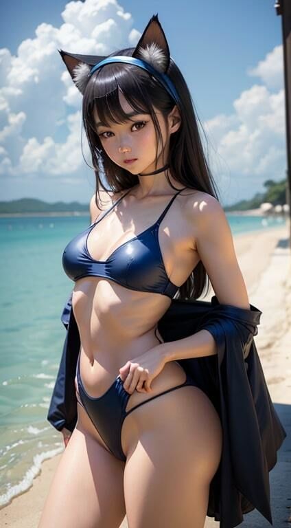 サンプル画像4:ねこ耳競泳水着3【AI生成】(AI美女集) [d_297049]