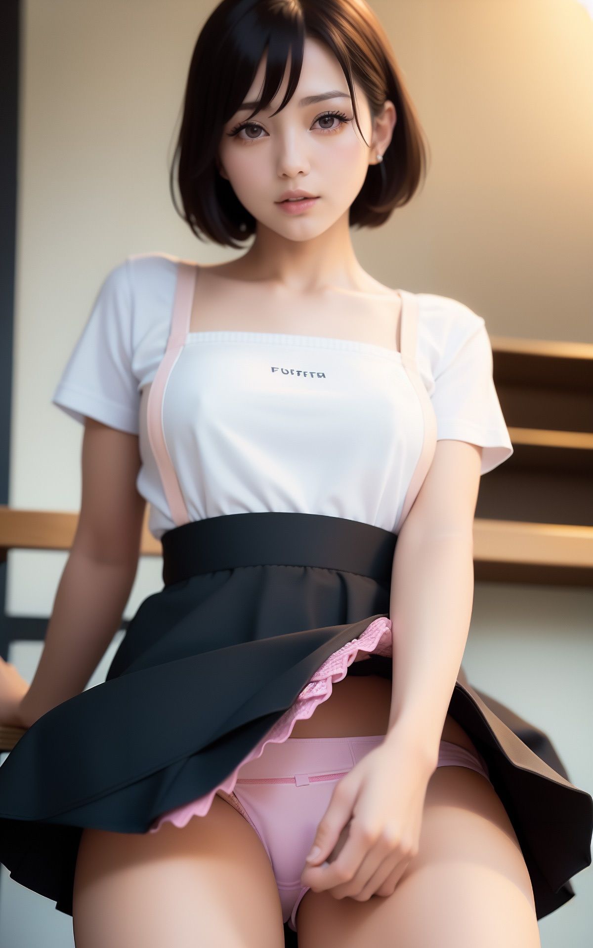 美人で有名なカフェ店員さんにお願いしておパンツ見せてもらいました！ AI生成ヌードグラビアCG集